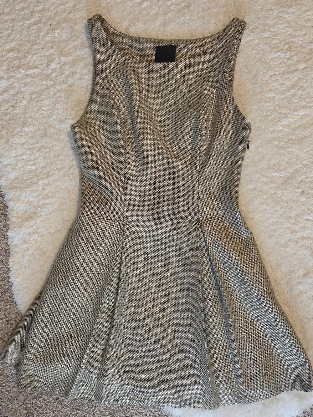 bebe Metallic Gold Fit & Flare Sleeveless Dress